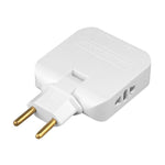 4 in 1 Power Adapter with USB-A + USB-C + 2 AC Outlets 180 Degree Rotatable EU Plug 2500W Travel Converter