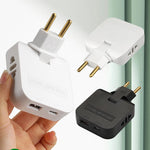 4 in 1 Power Adapter with USB-A + USB-C + 2 AC Outlets 180 Degree Rotatable EU Plug 2500W Travel Converter