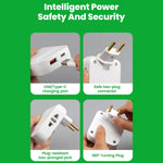 4 in 1 Power Adapter with USB-A + USB-C + 2 AC Outlets 180 Degree Rotatable EU Plug 2500W Travel Converter