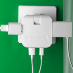 4 in 1 Power Adapter with USB-A + USB-C + 2 AC Outlets 180 Degree Rotatable EU Plug 2500W Travel Converter