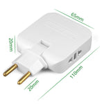 4 in 1 Power Adapter with USB-A + USB-C + 2 AC Outlets 180 Degree Rotatable EU Plug 2500W Travel Converter
