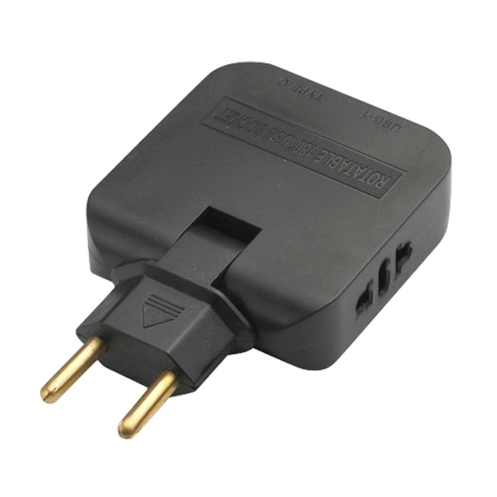 4 in 1 Power Adapter with USB-A + USB-C + 2 AC Outlets 180 Degree Rotatable EU Plug 2500W Travel Converter