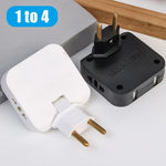 4 in 1 Power Adapter with 2 USB-A + 2 AC Outlets 180 Degree Rotatable EU Plug 2500W Travel Converter