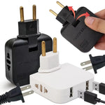 4 in 1 Power Adapter with 2 USB-A + 2 AC Outlets 180 Degree Rotatable EU Plug 2500W Travel Converter