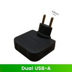 4 in 1 Power Adapter with 2 USB-A + 2 AC Outlets 180 Degree Rotatable EU Plug 2500W Travel Converter