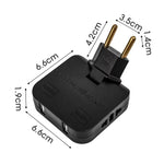 4 in 1 Power Adapter with 2 USB-A + 2 AC Outlets 180 Degree Rotatable EU Plug 2500W Travel Converter