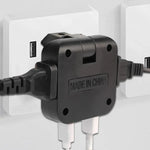 4 in 1 Power Adapter with 2 USB-A + 2 AC Outlets 180 Degree Rotatable EU Plug 2500W Travel Converter
