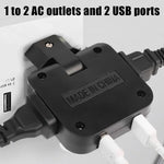 4 in 1 Power Adapter with 2 USB-A + 2 AC Outlets 180 Degree Rotatable EU Plug 2500W Travel Converter
