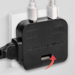 4 in 1 Power Adapter with 2 USB-A + 2 AC Outlets 180 Degree Rotatable EU Plug 2500W Travel Converter