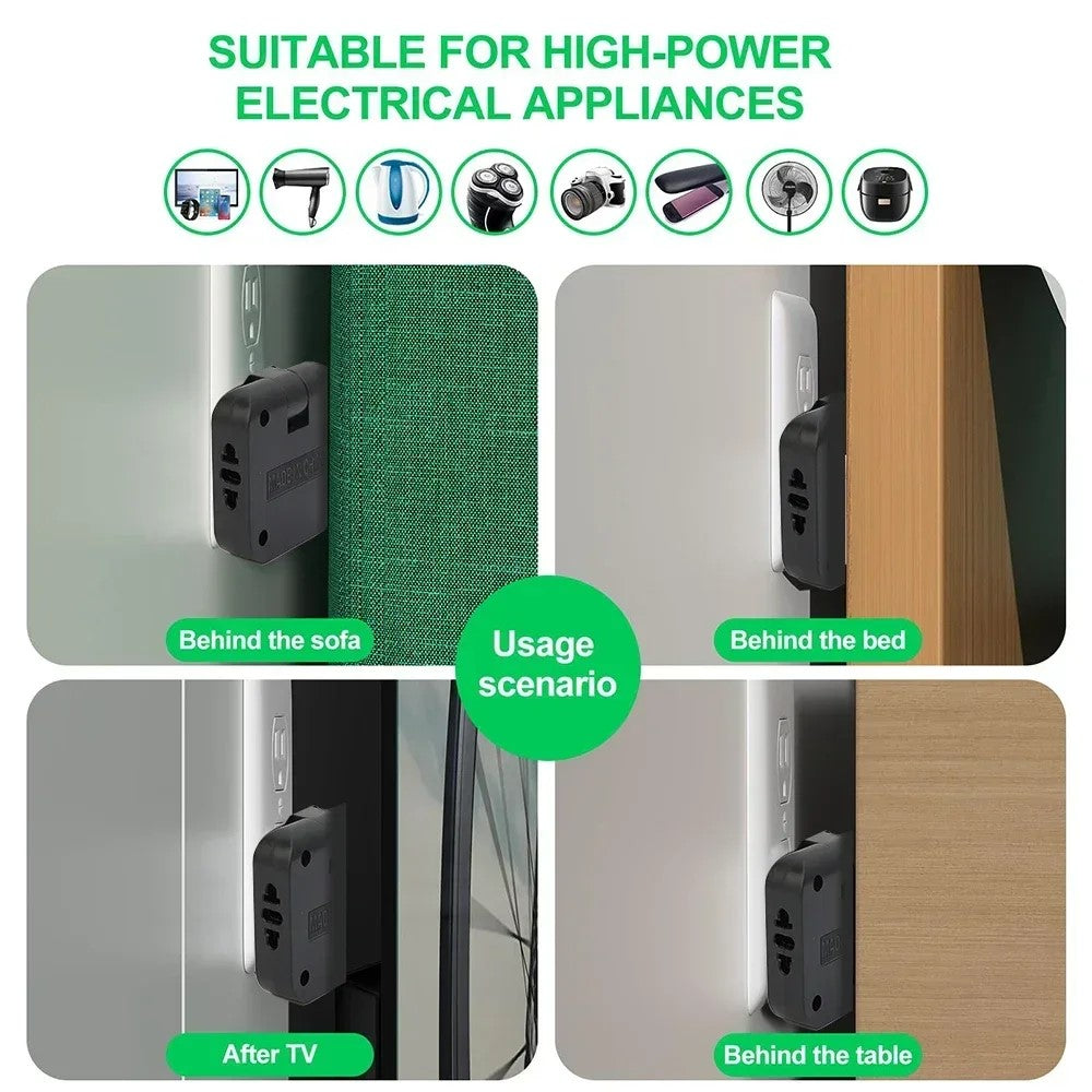 4 in 1 Power Adapter with 2 USB-A + 2 AC Outlets 180 Degree Rotatable EU Plug 2500W Travel Converter