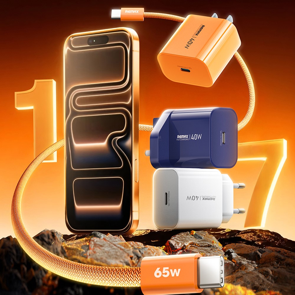 REMAX CA10(C40W) GaN-opladerkit 40W USB-C PD-adapter + 65W USB-C til USB-C kabel EU-stik Hurtigopladersæt