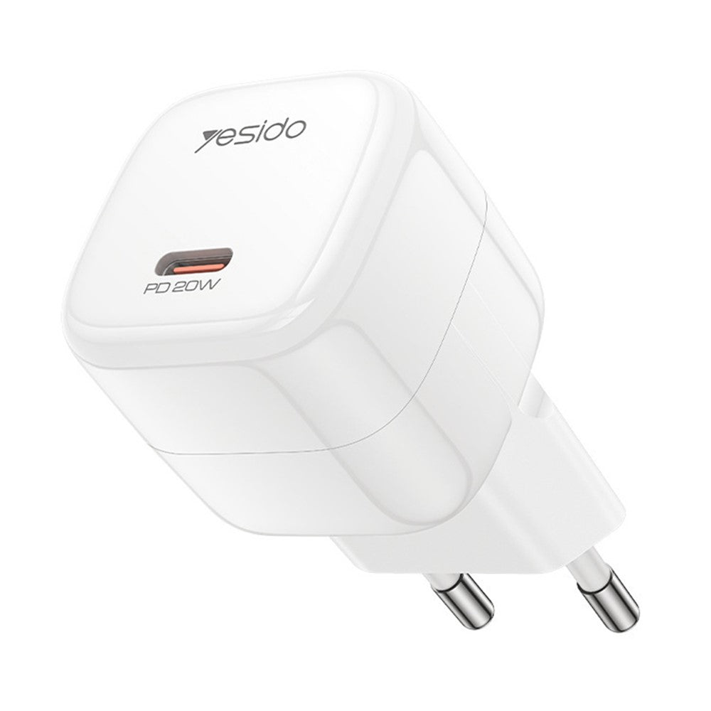 YESIDO YC102 PD 20W USB-C GaN Fast Charging Block Portable Single Port Wall Charger for iPhone / Samsung / Google, EU Plug