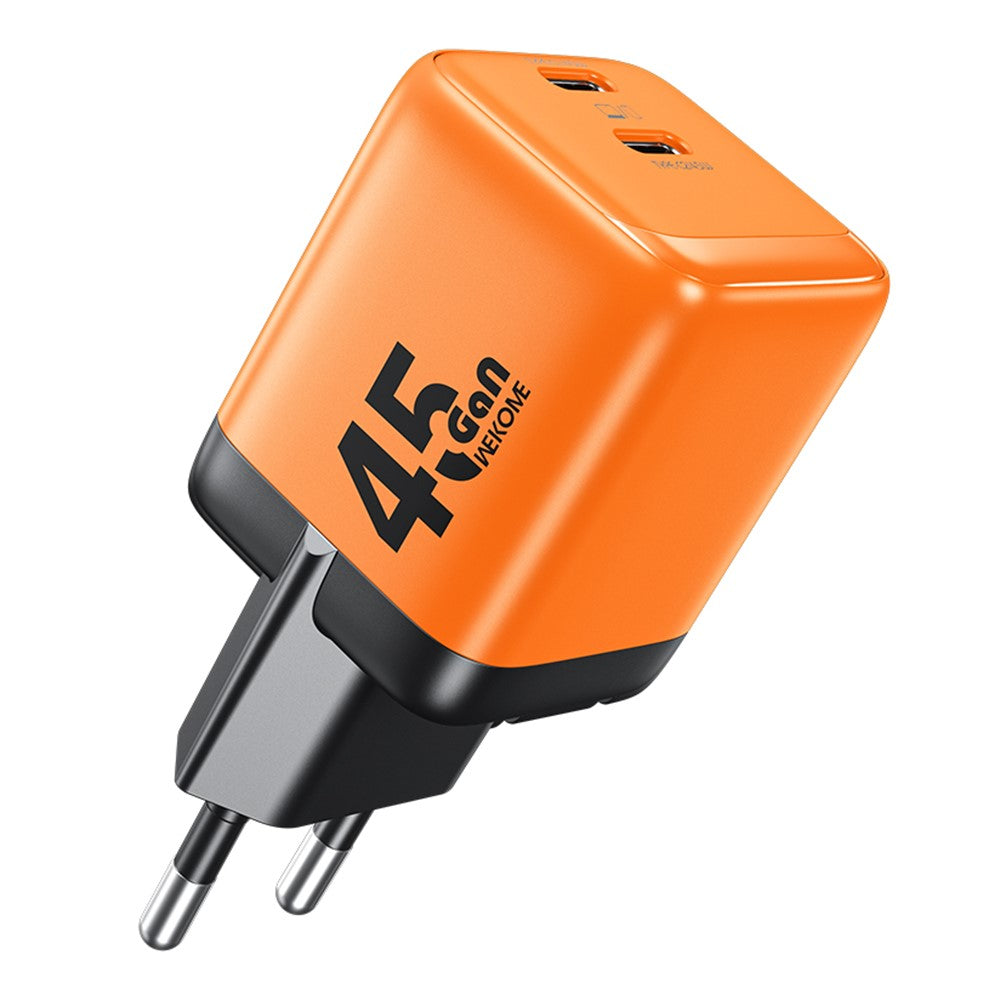 WEKOME WP-U47 45W GaN Charger 2 USB-C Ports Fast Charging Adapter for Laptop Tablet Phone, EU Plug