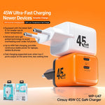 WEKOME WP-U47 45W GaN Charger 2 USB-C Ports Fast Charging Adapter for Laptop Tablet Phone, EU Plug