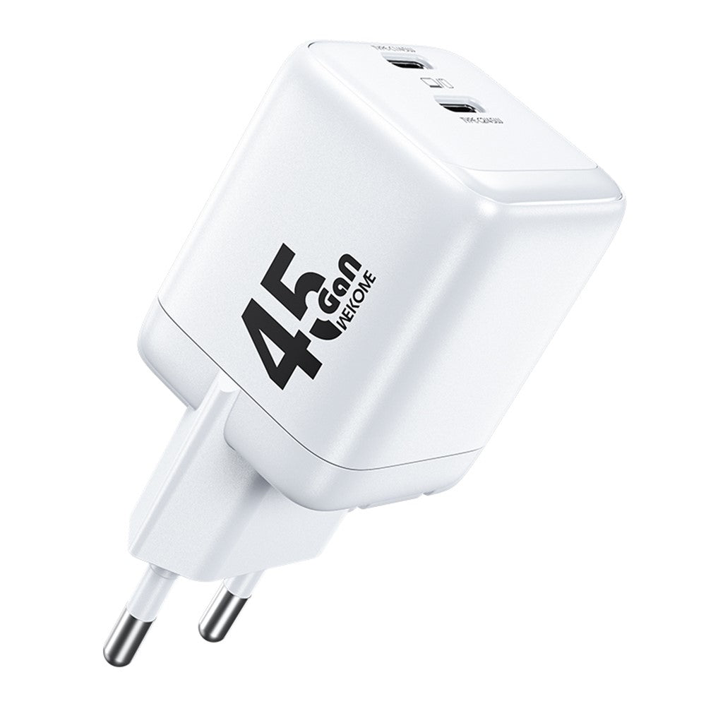 WEKOME WP-U47 45W GaN Charger 2 USB-C Ports Fast Charging Adapter for Laptop Tablet Phone, EU Plug