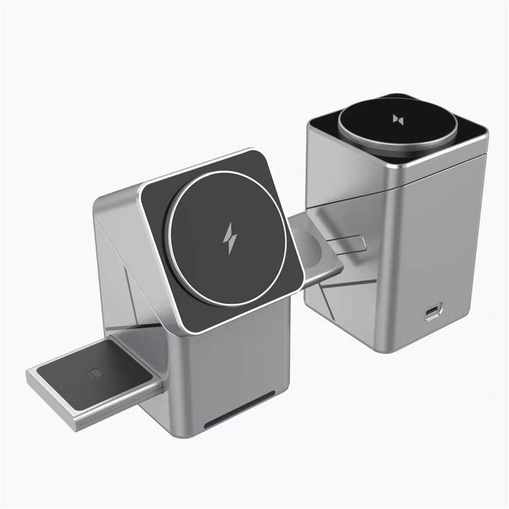 W10 3-i-1 magnetisk trådløs oplader 15W hurtigopladningsstander til iPhone Samsung Telefon Ur Høretelefoner