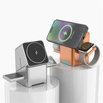W10 3-i-1 magnetisk trådløs oplader 15W hurtigopladningsstander til iPhone Samsung Telefon Ur Høretelefoner