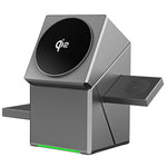 R28 3-i-1 Qi2 15W Trådløs Oplader Roterende Magnetisk Opladestation Bordtelefonholder til Telefon Ur Høretelefoner