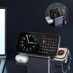 R28 3-i-1 Qi2 15W Trådløs Oplader Roterende Magnetisk Opladestation Bordtelefonholder til Telefon Ur Høretelefoner