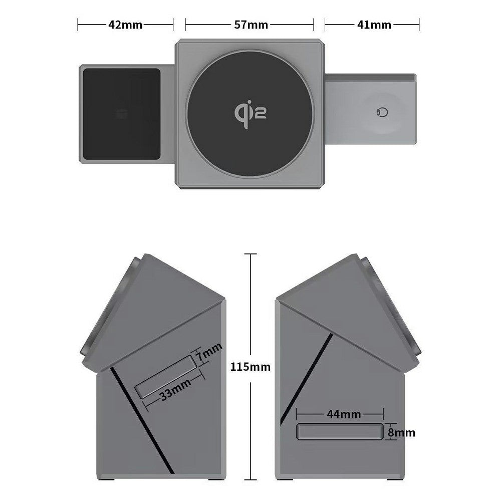 R28 3-i-1 Qi2 15W Trådløs Oplader Roterende Magnetisk Opladestation Bordtelefonholder til Telefon Ur Høretelefoner