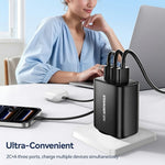 ESSAGER 65W Fast Charging Adapter USB-A + 2 USB-C Travel GaN Charger for Laptop Phone