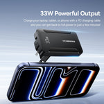 ESSAGER 33W GaN Travel Charger Type-C + USB-A Dual Port Ultra Slim Fast Charging Adapter