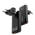 ESSAGER 65W GaN Ultra Thin Travel Charger USB-C + USB-A Fast Charging Adapter for MacBook iPhone iPad