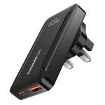 ESSAGER 65W GaN Ultra Thin Travel Charger USB-C + USB-A Fast Charging Adapter for MacBook iPhone iPad