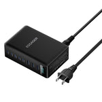 ESSAGER US Plug 100W Hurtigopladende GaN Bordlader 5 USB-C + 3 USB-A til Bærbar, Telefon, Tablet