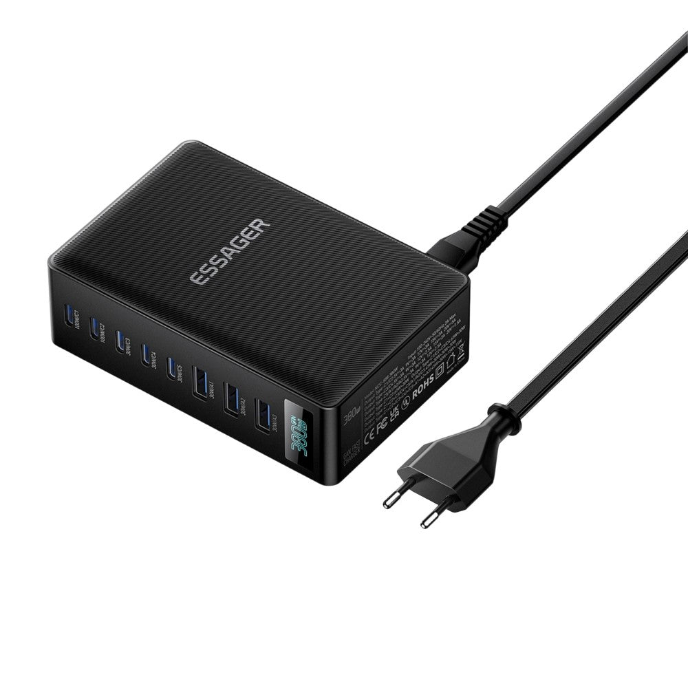 ESSAGER 100W Fast Charging GaN Desktop Charger 5 USB-C + 3 USB-A for Laptop Phone Tablet