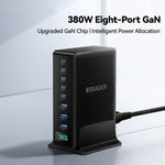 ESSAGER 100W Fast Charging GaN Desktop Charger 5 USB-C + 3 USB-A for Laptop Phone Tablet