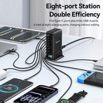 ESSAGER 100W Fast Charging GaN Desktop Charger 5 USB-C + 3 USB-A for Laptop Phone Tablet