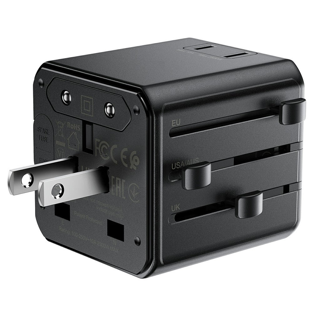 ACEFAST Z11 global rejseadapter 2500W stikkontakt 2 USB-porte EU Storbritannien USA Australien stikadapter til rejser