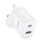 YESIDO YC154 UK Plug PD 35W USB-C + QC 18W USB-A Wall Charger Dual Port Fast Charging Adapter with 1m Type-C Cable