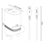 YESIDO YC157 UK Plug QC 3.0 18W USB-A Fast Charging Adapter Wall Charger with 1m USB-A to Type-C Cable