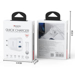 YESIDO YC110 EU Plug PD 45W USB-C + QC 18W USB-A Wall Charger Dual Port Fast Charging Adapter with 1m Type-C Cable