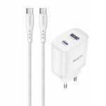 YESIDO YC108 EU Plug PD 35W USB-C + QC 18W USB-A Wall Charger Dual Port Fast Charging Adapter with 1m Type-C Cable