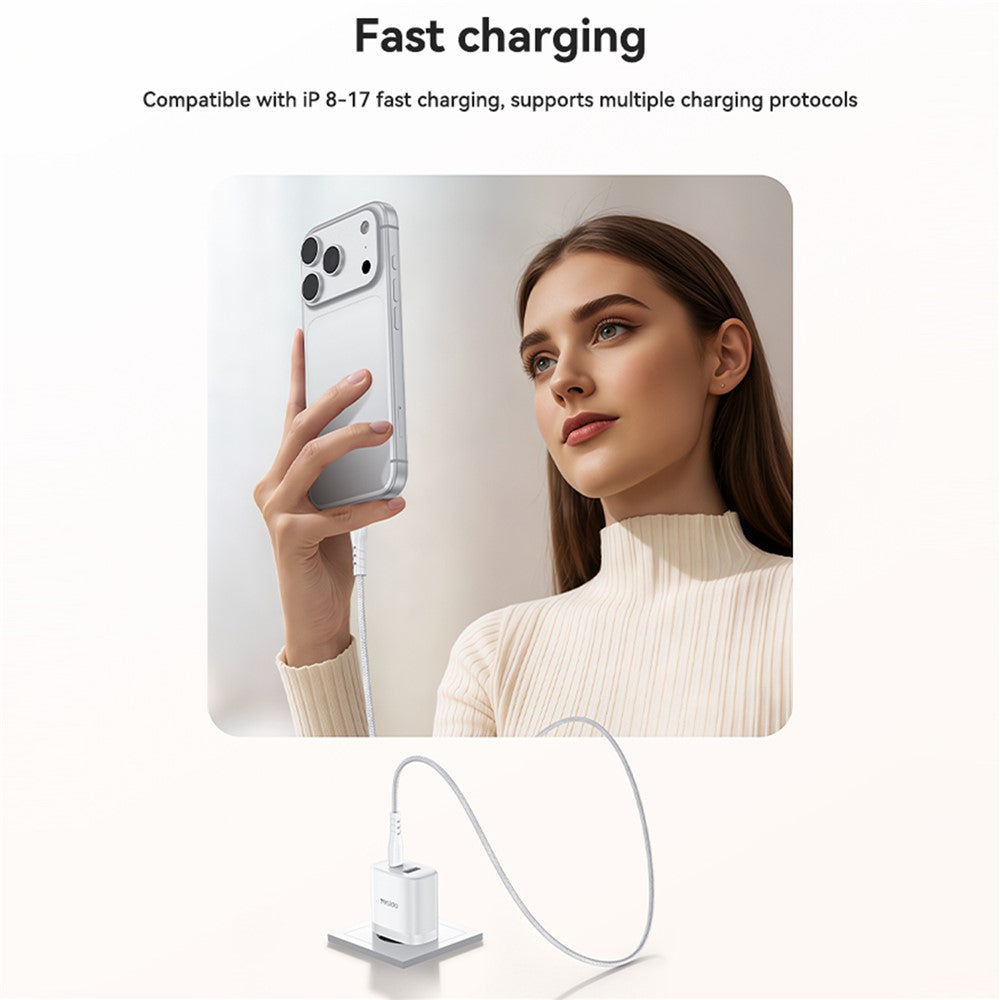 YESIDO YC108 EU Plug PD 35W USB-C + QC 18W USB-A Wall Charger Dual Port Fast Charging Adapter with 1m Type-C Cable