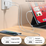 YESIDO YC108 EU Plug PD 35W USB-C + QC 18W USB-A Wall Charger Dual Port Fast Charging Adapter with 1m Type-C Cable