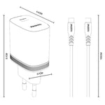 YESIDO YC107 EU-stik PD 35W USB-C vægoplader hurtigopladningsadapter med 1 m Type-C kabel til bærbar computer, telefon