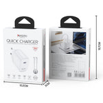 YESIDO YC107 EU-stik PD 35W USB-C vægoplader hurtigopladningsadapter med 1 m Type-C kabel til bærbar computer, telefon