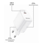 YESIDO YC105 EU Stik PD 20W USB-C Hurtig Oplader Vægadapter med 1m Type-C Kabel til iPhone iPad