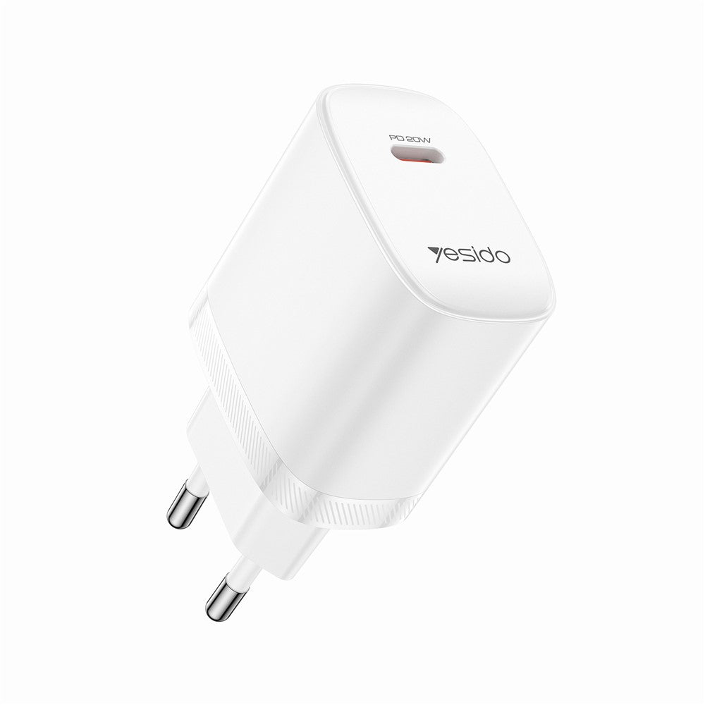 YESIDO YC105 EU Stik PD 20W USB-C Hurtig Oplader Vægadapter med 1m Type-C Kabel til iPhone iPad