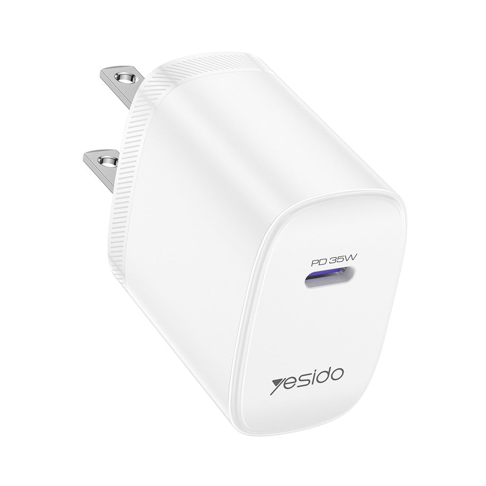 YESIDO YC20U US Plug PD 35W USB-C Wall Charger Fast Charging Adapter with 1m Type-C Cable for Laptop Phone
