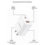 YESIDO YC19U US Stik PD 20W USB-C + QC 18W USB-A Vægoplader Dual Port Hurtig Opladningsadapter med 1m Type-C Kabel