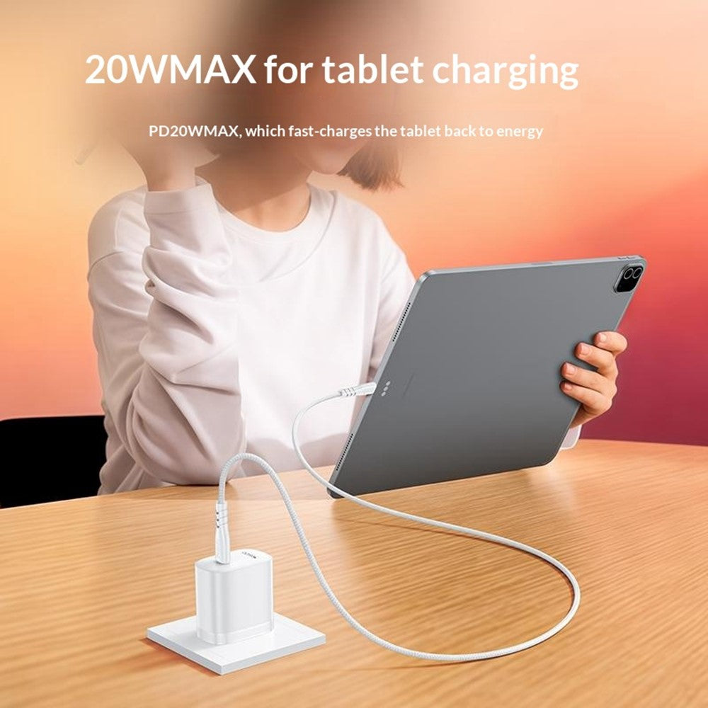 YESIDO YC18U US Plug PD 20W USB-C Fast Charging Adapter Wall Charger with 1m Type-C Cable for iPhone iPad