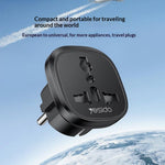 YESIDO MC44 EU Plug to Universal Socket Global Travel Adapter 100V-250V 10A Multi-Country Converter
