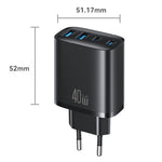 USAMS CC330 T70 2 USB-A + 2 USB-C 4-Port GaN Power Adapter 20W Fast Charger, EU Plug