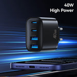 USAMS CC330 T70 2 USB-A + 2 USB-C 4-Port GaN Power Adapter 20W Fast Charger, EU Plug