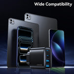 USAMS CC330 T70 2 USB-A + 2 USB-C 4-ports GaN strømadapter 20W hurtigoplader, EU-stik